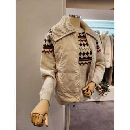 니트 카라 덕 다운 패딩조끼