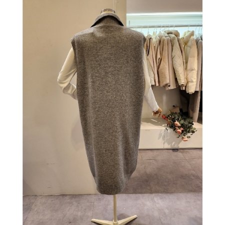 카라 무지 민소매 니트 원피스