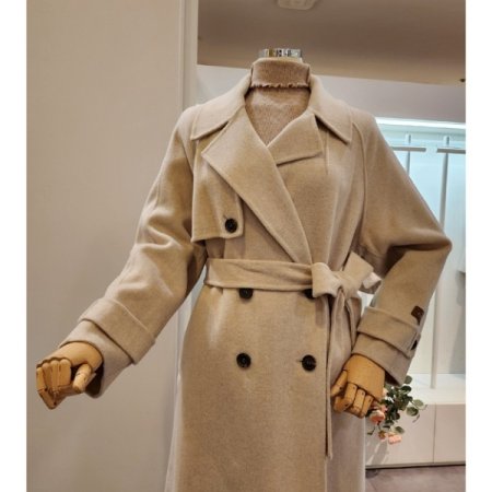 핸드메이드 캐시미어 벨트 롱 코트