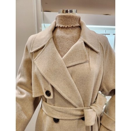 핸드메이드 캐시미어 벨트 롱 코트