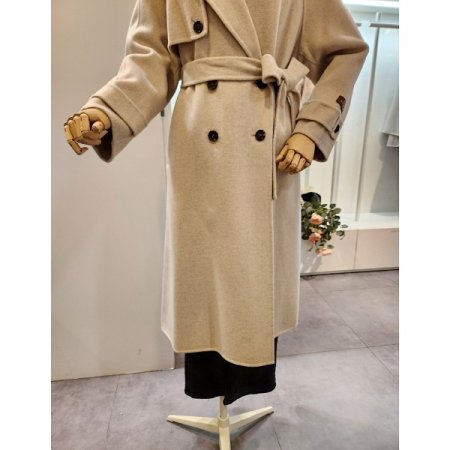 핸드메이드 캐시미어 벨트 롱 코트