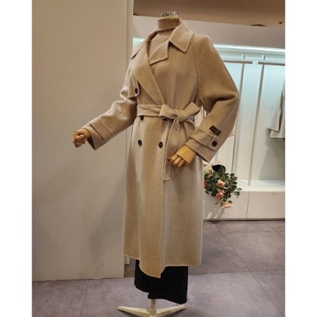 핸드메이드 캐시미어 벨트 롱 코트