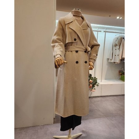 핸드메이드 캐시미어 벨트 롱 코트