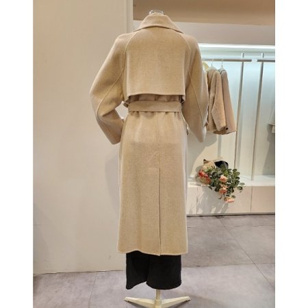 핸드메이드 캐시미어 벨트 롱 코트