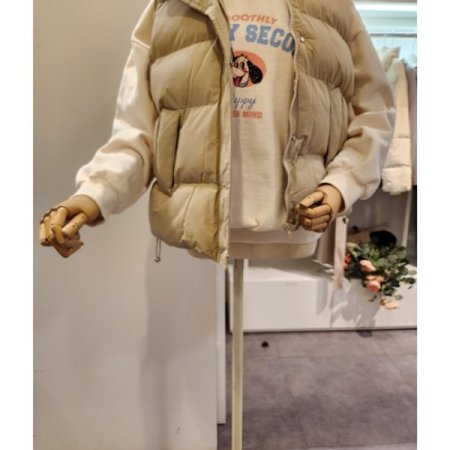 니트 배색 베이직 패딩 조끼