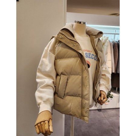 니트 배색 베이직 패딩 조끼