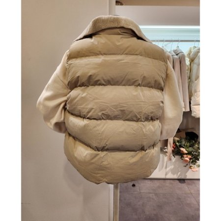 니트 배색 베이직 패딩 조끼