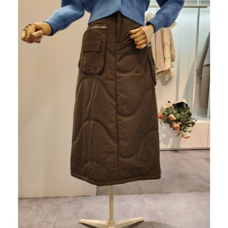 뒷 밴딩 퀼팅 패딩 스커트