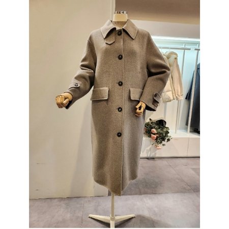 스탠카라 뒷 단추 싱글버튼 코트