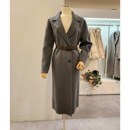 벨티드 뒷트임 슬림 롱코트