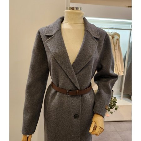 벨티드 뒷트임 슬림 롱코트