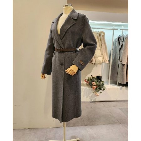 벨티드 뒷트임 슬림 롱코트