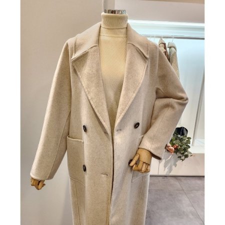 뒷비조 알파카 블랜드 핸드메이드 코트