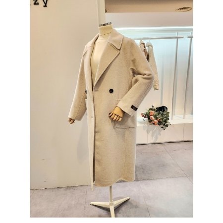 뒷비조 알파카 블랜드 핸드메이드 코트