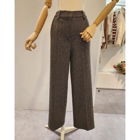 헤링본 모직 와이드 팬츠