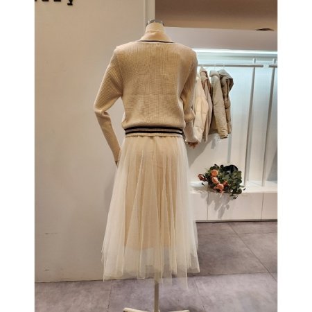 반목 골지 샤 원피스 조끼 세트