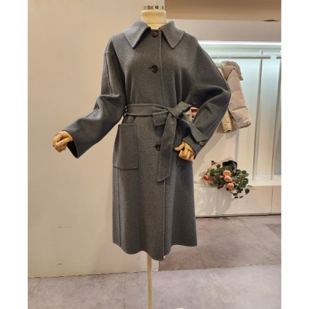 양포켓 벨티드 울 블랜디드 코트