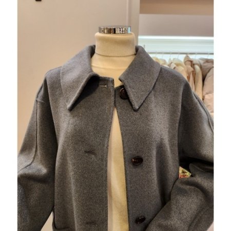 양포켓 벨티드 울 블랜디드 코트