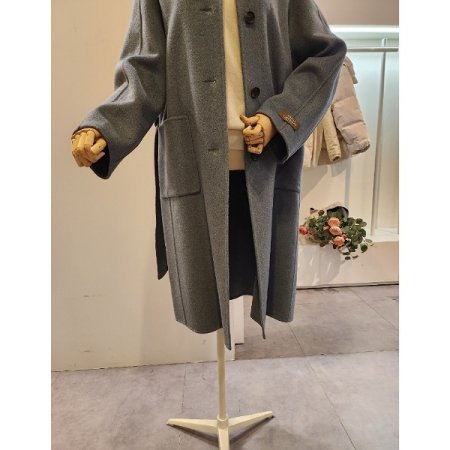 양포켓 벨티드 울 블랜디드 코트