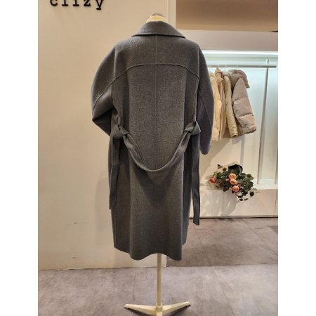 양포켓 벨티드 울 블랜디드 코트