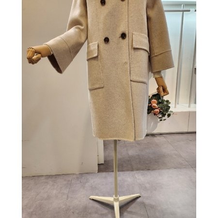 폭스퍼 카라 양포켓 더블 코트