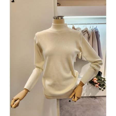 폴라 무지 슬림핏 니트