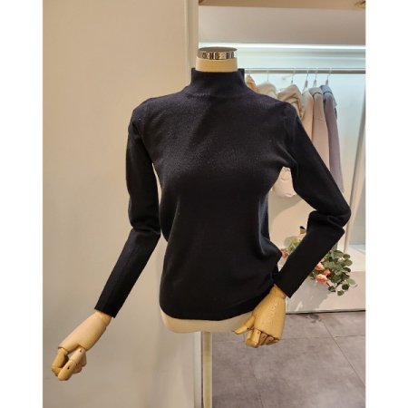 폴라 무지 슬림핏 니트