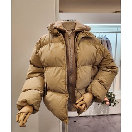 후드 레이어드 패딩 점퍼