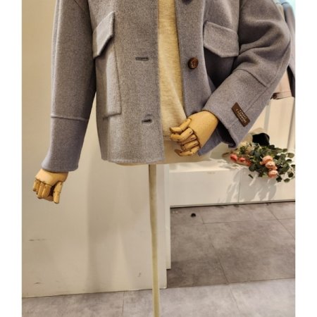 밑단 뒷밴딩 플랩 알파카 자켓