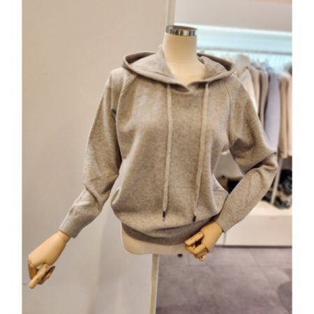 후드넥 무지 와플 니트