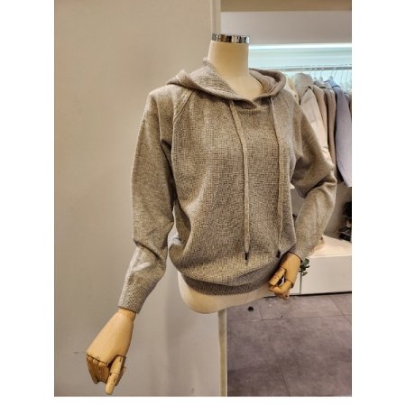 후드넥 무지 와플 니트