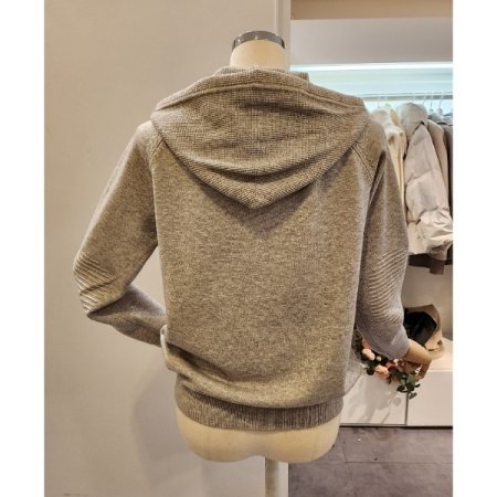 후드넥 무지 와플 니트