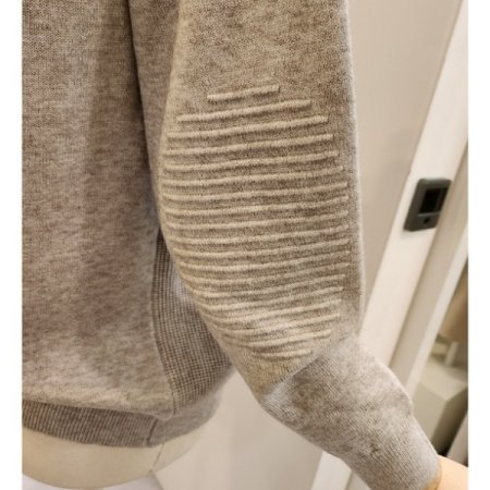 후드넥 무지 와플 니트