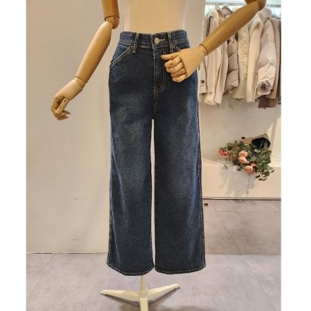 기모 데님 통 와이드 팬츠