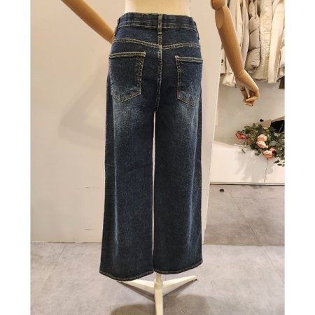 기모 데님 통 와이드 팬츠