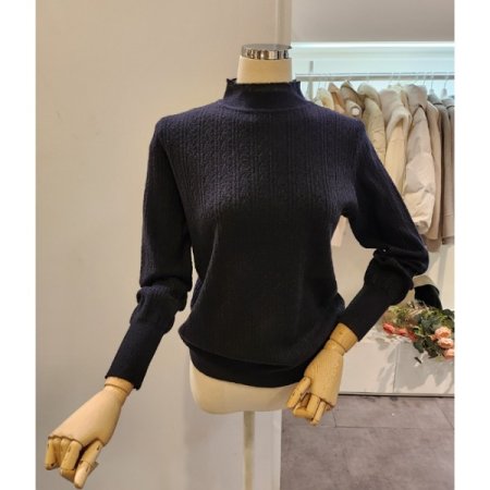 프릴 포인트 반목 니트