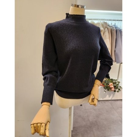 프릴 포인트 반목 니트