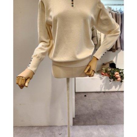 컬러 단추 반목 니트