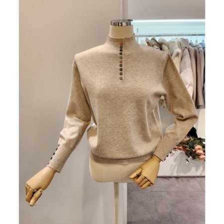 컬러 단추 반목 니트