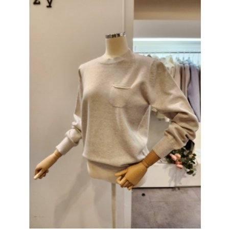 미니 포켓 라운드넥 니트