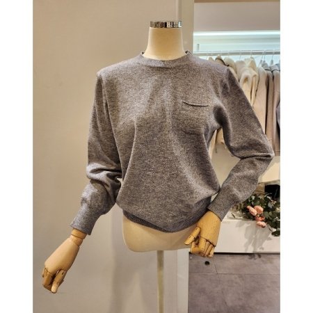 미니 포켓 라운드넥 니트