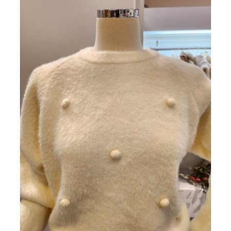 방울 장식 라운드넥 니트