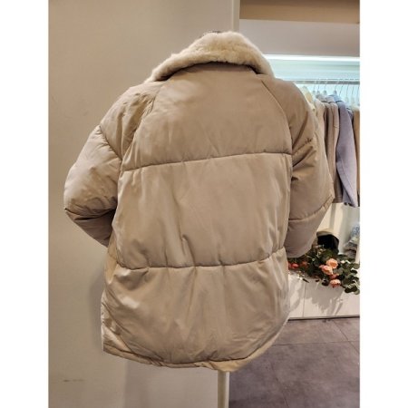 퍼 카라 배색 패딩 점퍼