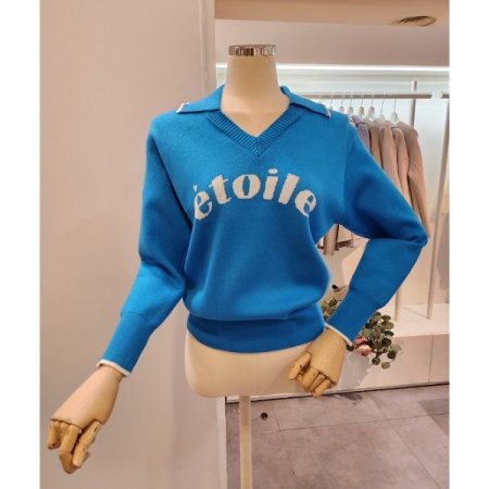 레터링 슬릿카라 니트