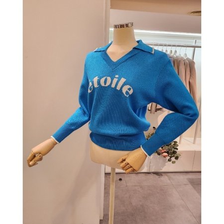 레터링 슬릿카라 니트