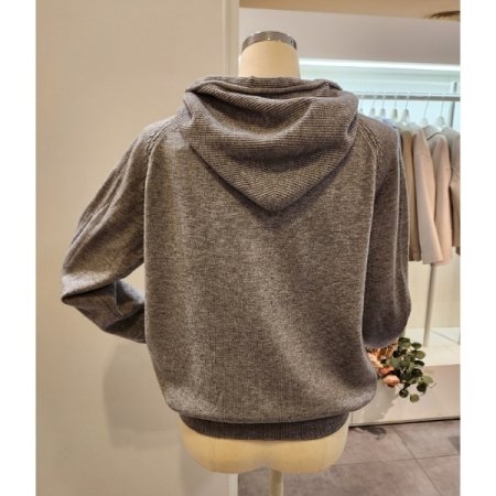 후드넥 와플 집업 가디건