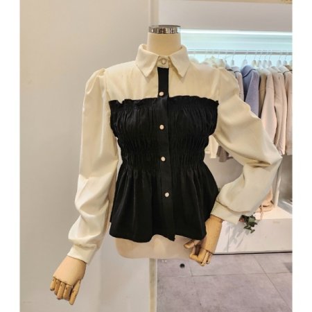 골덴 셔링 블라우스