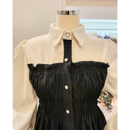 골덴 셔링 블라우스