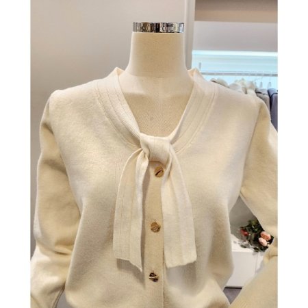 골드버튼 타이 가디건