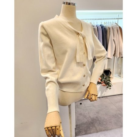 골드버튼 타이 가디건